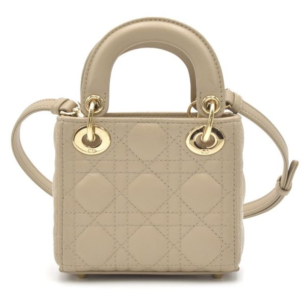 c241100047261 2 Dior Lady Dior Micro Cannage Lambskin Handbag Beige