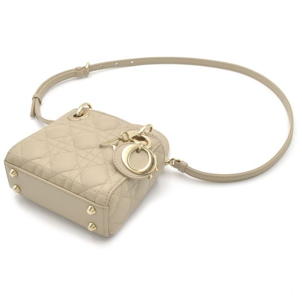 c241100047261 4 Dior Lady Dior Micro Cannage Lambskin Handbag Beige