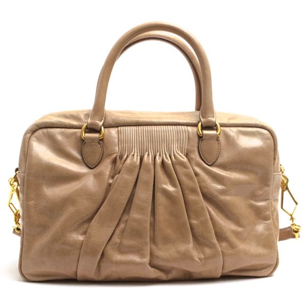 c8049 2 Miu Miu Bauletto Leather Handbag Beige