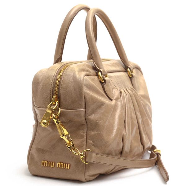 c8049 3 Miu Miu Bauletto Leather Handbag Beige