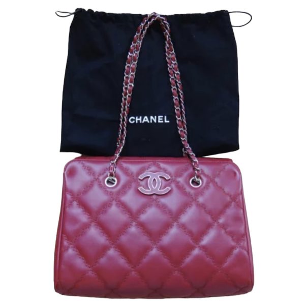 c81 5129 2102181 Chanel Matelasse Chain Lambskin Shoulder Bag Red