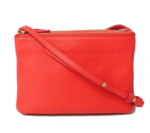 ce 16 011 1 Celine Brand Bag Shoulder Bag Clutch Bag Trio Sun Coral Orange