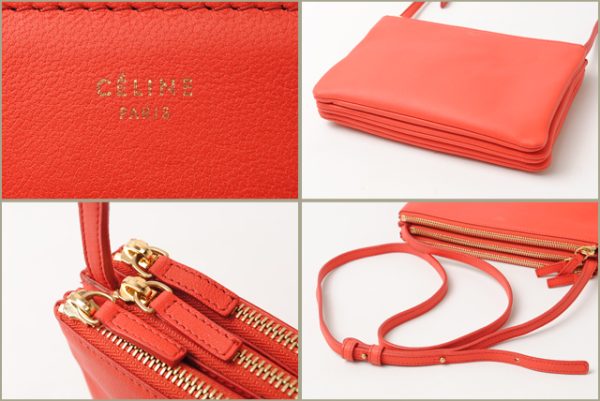 ce 16 011 3 Celine Brand Bag Shoulder Bag Clutch Bag Trio Sun Coral Orange