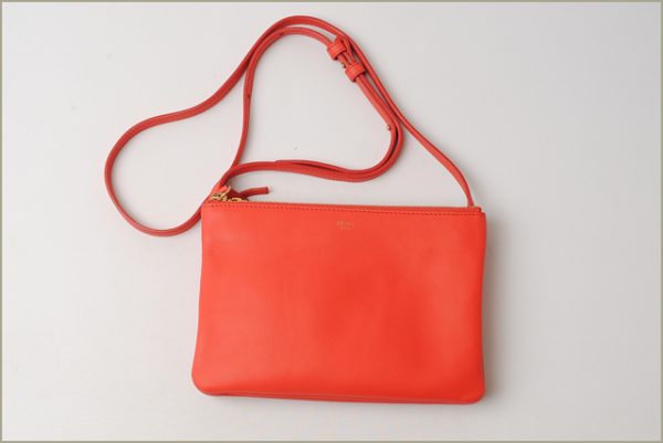 ce 16 011 4 Celine Brand Bag Shoulder Bag Clutch Bag Trio Sun Coral Orange