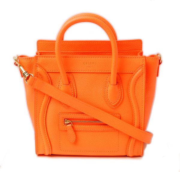 ce 16 021 1 CELINE Handbag Nano Shopper Luggage Bag Fluo Orange