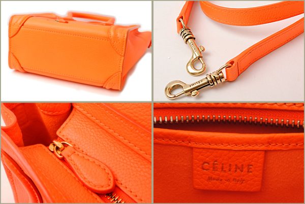 ce 16 021 3 CELINE Handbag Nano Shopper Luggage Bag Fluo Orange