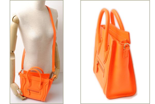 ce 16 021 4 CELINE Handbag Nano Shopper Luggage Bag Fluo Orange