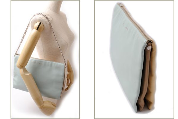 ce 16 025 2 Celine Clutch Bag Lambskin Light Blue Brown Beige