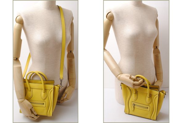 ce 16 038 2 Celine Nano Luggage Leather Tote Bag Yello