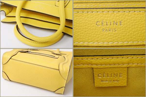 ce 16 038 3 Celine Nano Luggage Leather Tote Bag Yello