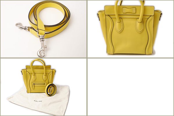 ce 16 038 6 Celine Nano Luggage Leather Tote Bag Yello