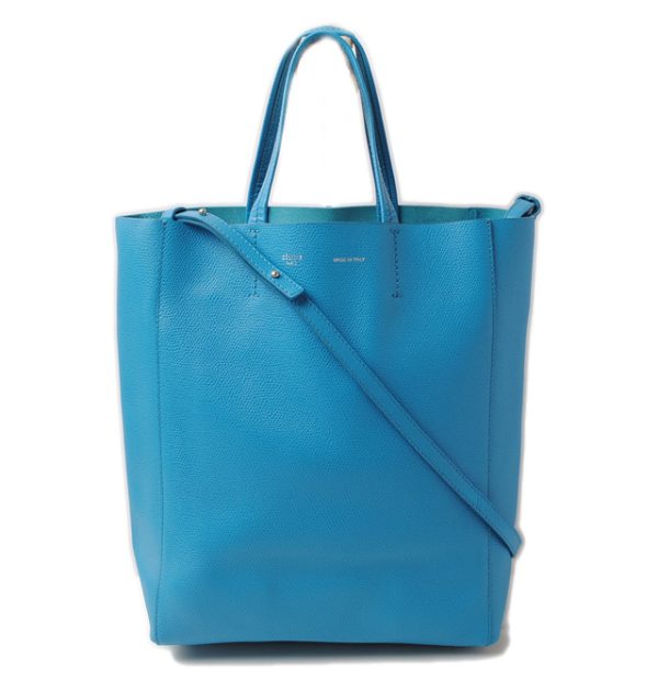 ce 16 040 1 Celine Tote Bag 2way Cabas Small Vertical Leather Blue