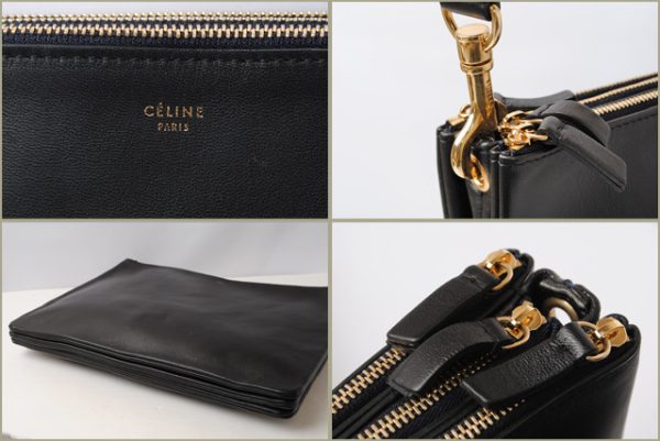 ce 16 042 3 Celine Shoulder Bag Clutch Bag Lambskin Large Trio Black Silver