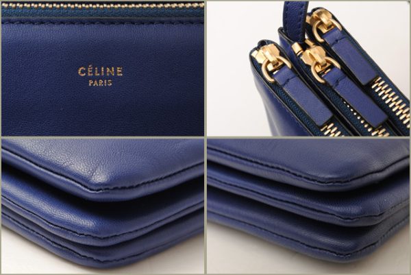 ce 17 015 3 Celine Clutch Bag Trio Bag 2way Blue