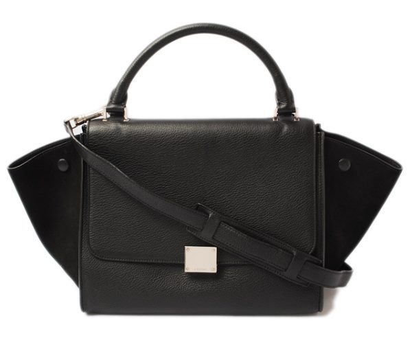 ce 17 020 1 Celine Trapeze Small Leather Handbag Shoulder Bag Black