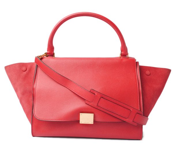 ce 17 032 1 Celine Handbag Shoulder Bag Trapeze RED Red 2way with Strap