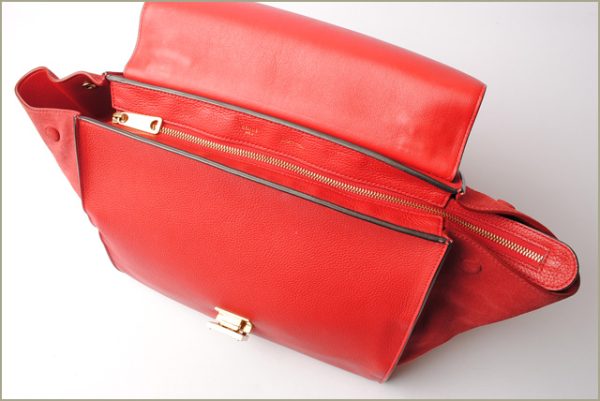 ce 17 032 3 Celine Handbag Shoulder Bag Trapeze RED Red 2way with Strap