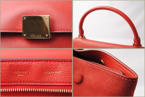 ce 17 032 5 Celine Handbag Shoulder Bag Trapeze RED Red 2way with Strap