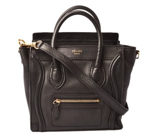 ce 18 003 1 Celine Mini Triomphe Shoulder Bag Black Calfskin