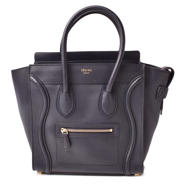 ce 19 007 1 Celine Micro Luggage Leather Tote Bag Navy