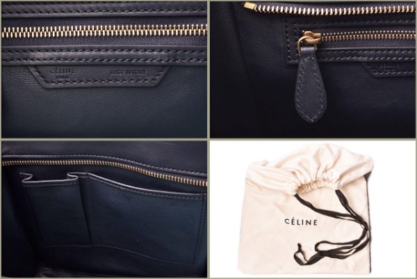 ce 19 007 11 Celine Micro Luggage Leather Tote Bag Navy