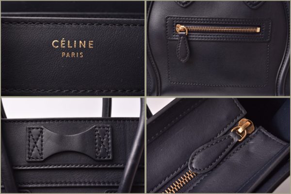 ce 19 007 3 Celine Micro Luggage Leather Tote Bag Navy