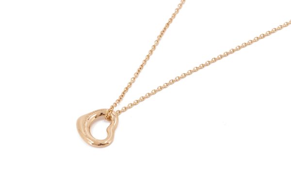 compass1680249425 Tiffany Co Elsa Peretti Open Heart K18 Small Pendant Necklace Gold