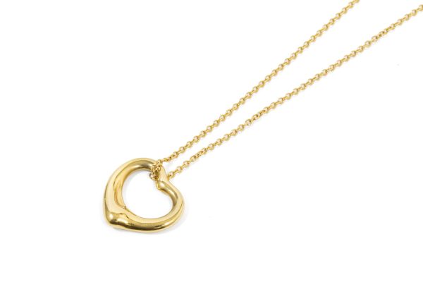 compass1691486253 Tiffany Co Elsa Peretti Open Heart Small Pendant Necklace Gold