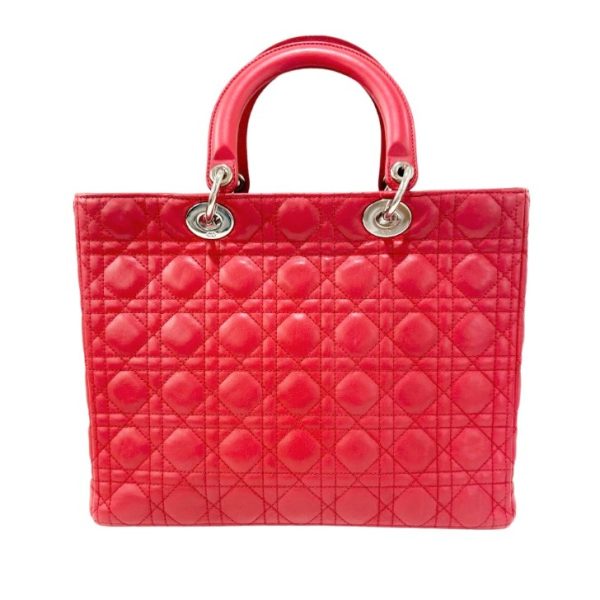 compass1692683136 Dior Cannage Silver Hardware Lambskin Handbag Red