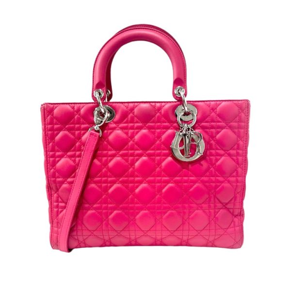 compass1695021448 Christian Dior Lady Dior Large Cannage Lambskin Handbag Pink