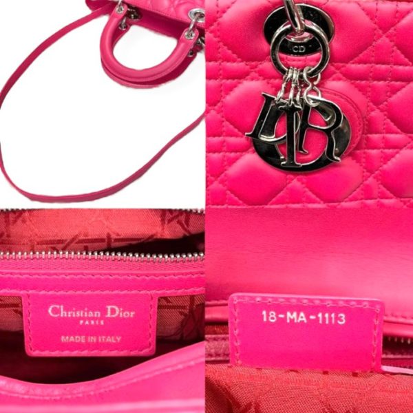 compass1695021478 Christian Dior Lady Dior Large Cannage Lambskin Handbag Pink