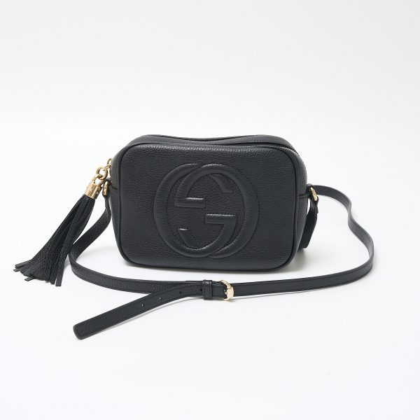 compass1711171609 Gucci Soho Leather Small Shoulder Bag Black Gold