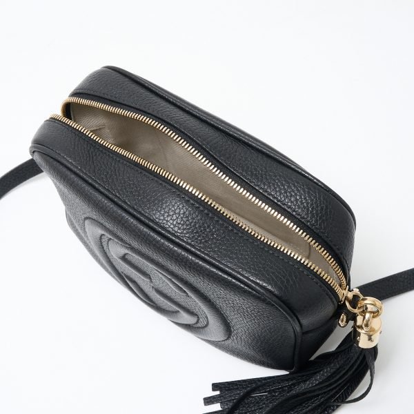 compass1711171642 Gucci Soho Leather Small Shoulder Bag Black Gold