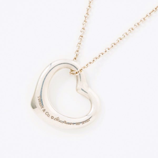 compass1711348652 Tiffany Co Open Heart Simple Necklace Silver