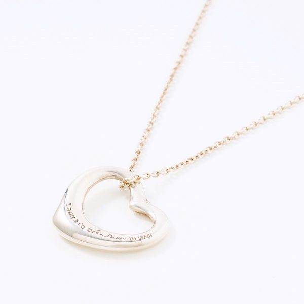 compass1711348672 Tiffany Co Open Heart Simple Necklace Silver