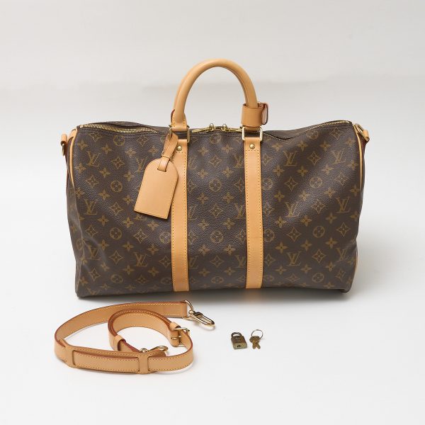 compass1712986220 LOUIS VUITTON Keepall 45 Boston travel bag brown gold