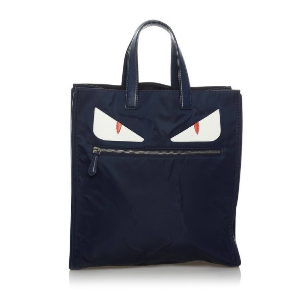 dmiou7yeffs8em7x 1 Fendi Bugs Monster Tote Bag Leather Handbag Navy