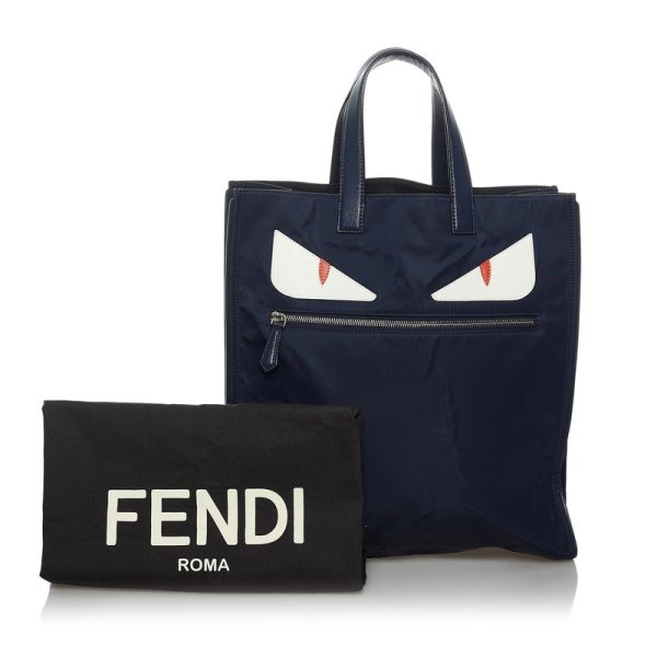 dmiou7yeffs8em7x 10 Fendi Bugs Monster Tote Bag Leather Handbag Navy