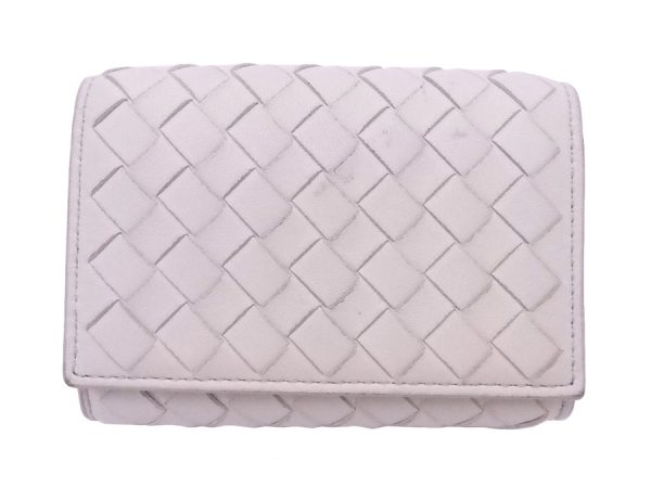 e52984 Bottega Veneta Trifold Wallet Intrecciato Leather White