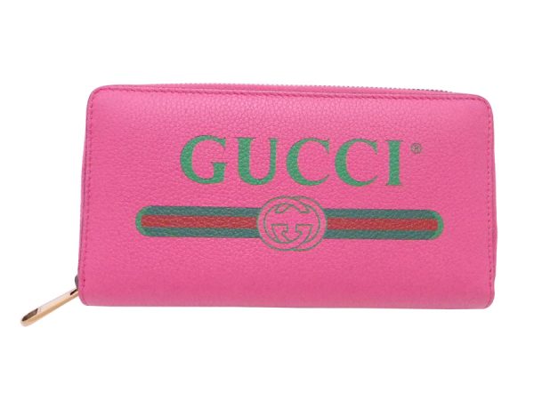 e53080f Gucci Leather Round Zipper Long Wallet Pink