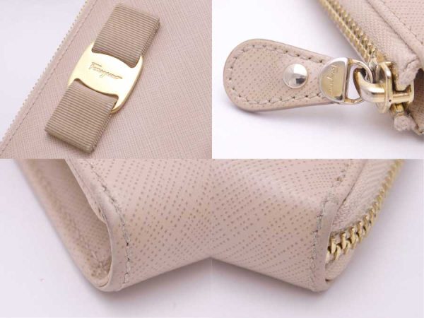 e53170a 4 Salvatore Ferragamo L shaped Zipper Long Wallet Leather Light Beige Gold