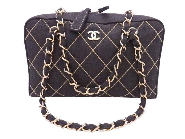 e53251f Chanel Wild Stitch Wool Chain Shoulder Bag Gray