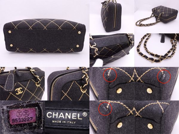 e53251f 4 Chanel Wild Stitch Wool Chain Shoulder Bag Gray