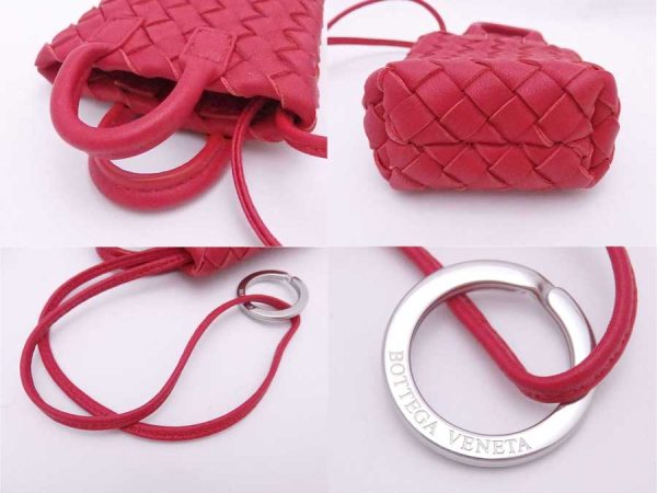 e53789g 4 Bottega Veneta Key Ring Case Intrecciato Leather Red