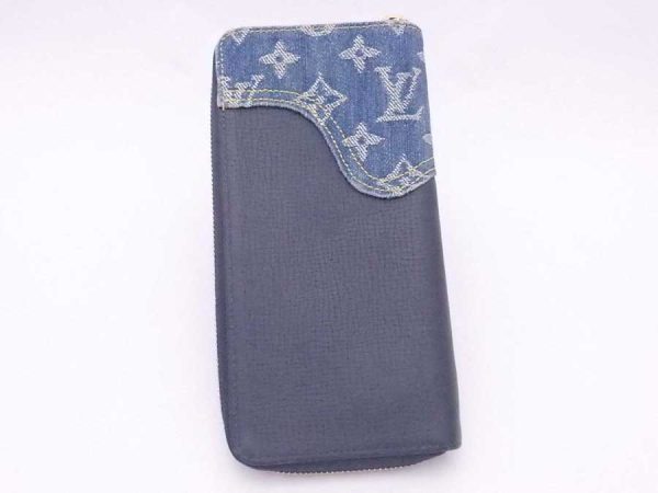 e54078a 1 Louis Vuitton Monogram Denim Zippy Wallet Round Zipper Long Wallet Navy Denim Blue