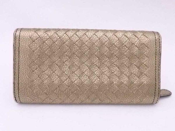 e54771f 1 Bottega Veneta Long Wallet Intrecciato Leather Gold