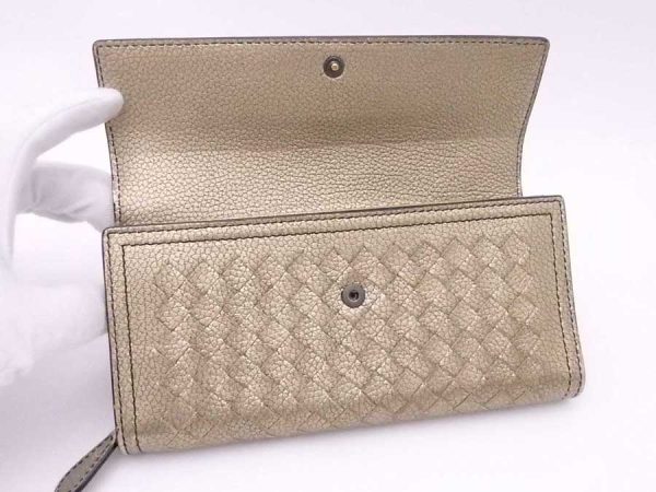 e54771f 2 Bottega Veneta Long Wallet Intrecciato Leather Gold