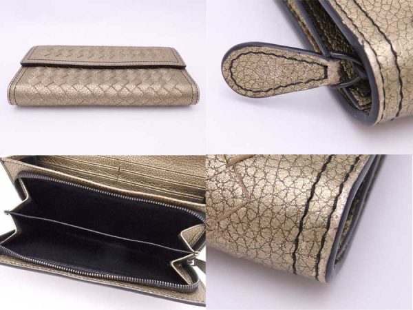 e54771f 4 Bottega Veneta Long Wallet Intrecciato Leather Gold