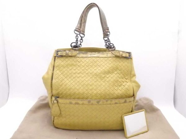 e54842i Bottega Veneta Shoulder Bag Intrecciato Leather Yellow