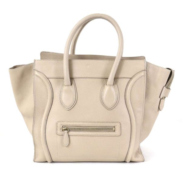 e55172g Celine Leather Handbag Greige